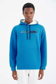 Мужская толстовка удобного кроя с капюшоном и принтом Saks на шнуровке TOMMYLIFE, саксофон