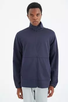 Мужская толстовка удобной посадки с высоким воротником цвета индиго, карманом на молнии и карманом TOMMYLIFE