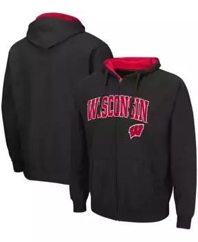 Мужская толстовка Wisconsin Badgers Arch & Logo 3.0 с молнией Colosseum, черный