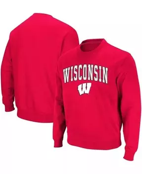 Мужская толстовка Wisconsin Badgers Arch & Logo с круглым вырезом Colosseum, красный