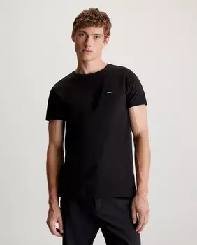 Мужская тонкая футболка из хлопка стрейч Calvin Klein, черный