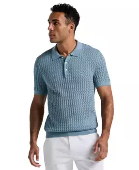 Мужская тонкая текстурированная короткорукавная поло-водолазка Original Penguin, синий