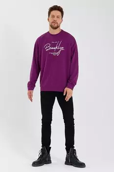 Мужская тонкая толстовка оверсайз с круглым вырезом и надписью Brooklyn SPR23SW331 Sperlife, фиолетовый