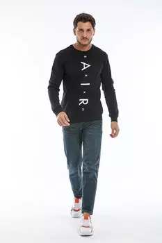 Мужская тонкая толстовка с круглым вырезом Slim Fit с воздушным принтом SPR22sw101 Sperlife, черный