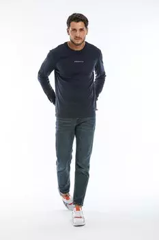 Мужская тонкая толстовка с круглым вырезом стандартного кроя с принтом Brooklyn SPR22SW132 Sperlife, темно-синий