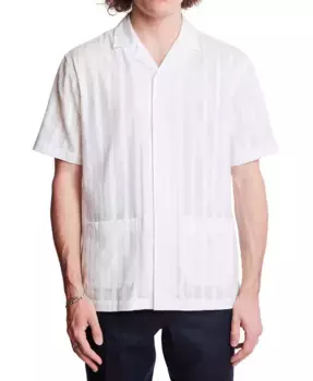 Мужская тонкая в полоску рубашка с коротким рукавом и пуговицами спереди в стиле кэмп Paisley & Gray, белый