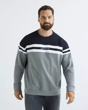 Мужская трехцветная флисовая футболка большого размера с логотипом на груди Paul & Shark, серый