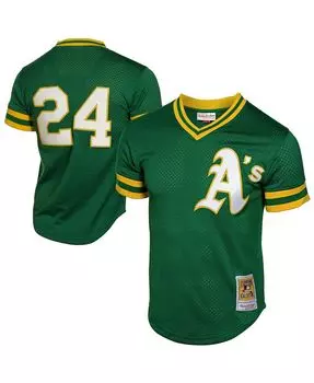 Мужская тренировочная майка с сеткой Rickey Henderson Green Oakland Athletics 1991 Cooperstown Mitchell & Ness