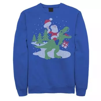 Мужская трикотажная флисовая куртка Santa Riding T-Rex Licensed Character