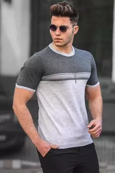 Мужская трикотажная футболка антрацитового цвета 5094 MADMEXT