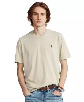 Мужская трикотажная футболка классического кроя с v-образным вырезом Polo Ralph Lauren, серый
