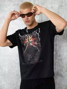 Мужская трикотажная футболка с короткими рукавами и принтом Manfinity StreetEZ, черный цвет