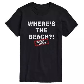 Мужская трикотажная футболка Shore Where's The Beach с рисунком Licensed Character, черный