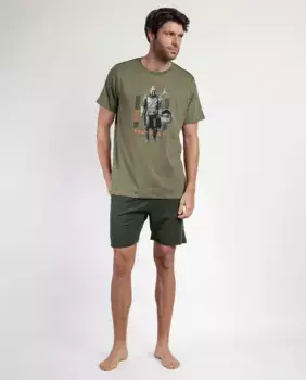 Мужская трикотажная короткая пижама цвета хаки Disney, цвет Kaki