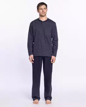 Мужская трикотажная пижама с круглым вырезом Punto Blanco, темно-синий