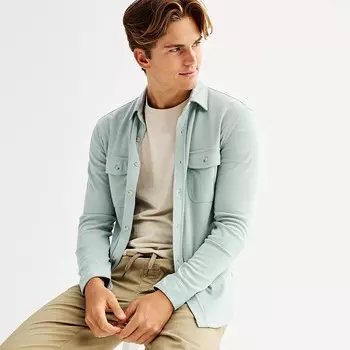 Мужская трикотажная рубашка на пуговицах с длинными рукавами Sonoma Goods For Life, цвет Mint