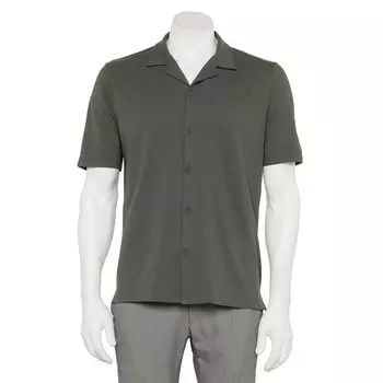 Мужская трикотажная рубашка на пуговицах с коротким рукавом For The Republic, цвет Pine