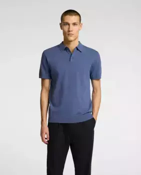 Мужская трикотажная рубашка-поло прямого кроя Selected, синий