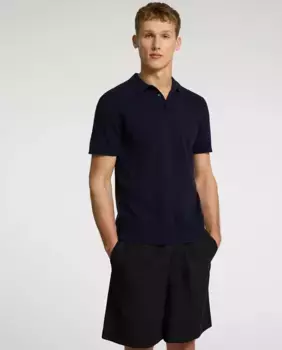 Мужская трикотажная рубашка-поло прямого кроя Selected, тёмно-синий