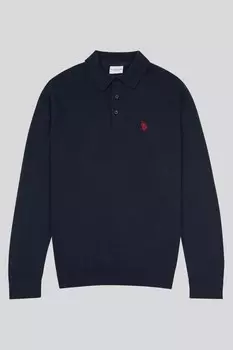 Мужская трикотажная рубашка поло с длинным рукавом U.S. Polo Assn, синий