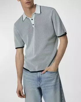 Мужская трикотажная рубашка-поло в полоску Harvey Rag & Bone, цвет Skyblu