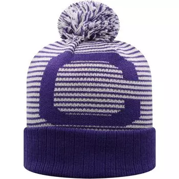 Мужская трикотажная шапка с манжетами и помпоном Top of the World Purple Clemson Tigers Line Up