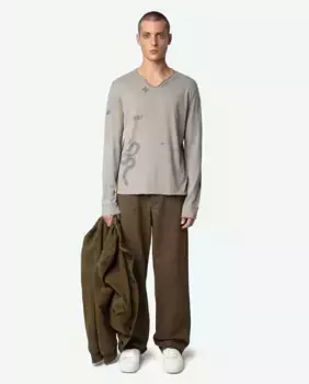 Мужская тунисская футболка Monastir с длинным рукавом Zadig & Voltaire, серый