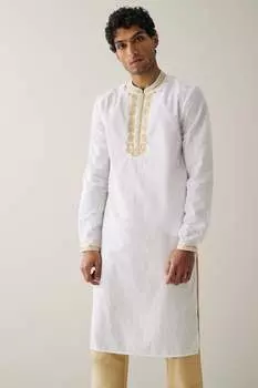 Мужская удлиненная куртка Kurta с вышивкой Next, белый