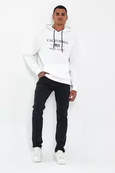 Мужская удобная литая флисовая толстовка с карманами и принтом кенгуру в 3 нити Spr24sw01 Sperlife, экрю