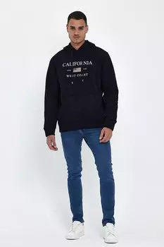 Мужская удобная литая флисовая толстовка с карманами и принтом кенгуру в 3 нити Spr24sw01 Sperlife, черный