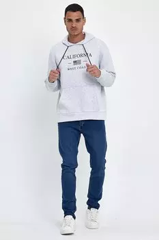 Мужская удобная литая флисовая толстовка с карманами и принтом кенгуру в 3 нити Spr24sw01 Sperlife, светло-серый