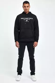Мужская удобная литая флисовая толстовка с карманом-кенгуру в 3 нити San Francisco spr24sw02 Sperlife, черный