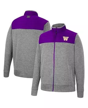 Мужская угольно-фиолетовая куртка washington huskies putter с молнией во всю длину в елочку Colosseum, мульти