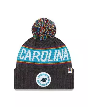 Мужская угольно-хизерная вязаная шапка Carolina Panthers 2022 Greg Olsen x Atrium Health Levine Children's Hospital с помпоном New Era
