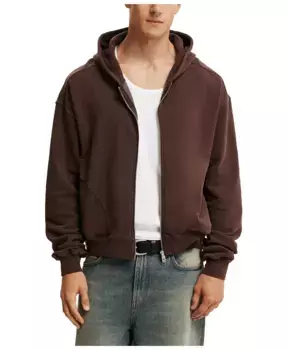Мужская укороченная толстовка на молнии COTTON ON, коричневый
