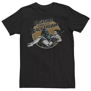 Мужская универсальная футболка с рисунком Monsters Creature From The Black lagoon Screaming Girl Licensed Character, черный