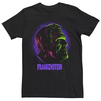 Мужская универсальная футболка с рисунком Monsters Frankenstein Black Light Head Shot Licensed Character, черный
