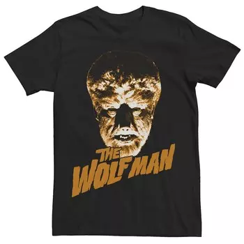 Мужская универсальная футболка с рисунком Monsters The Wolfman оранжевого оттенка и портретом Licensed Character, черный