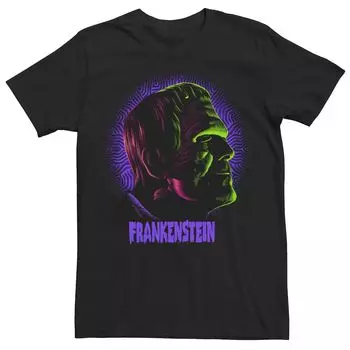 Мужская универсальная футболка с рисунком Monsters Frankenstein Black Light Head Shot Licensed Character