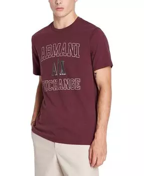 Мужская университетская футболка с логотипом с короткими рукавами Armani Exchange, красный