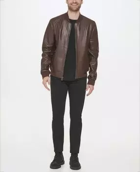 Мужская университетская кожаная куртка из клееной ткани Cole Haan