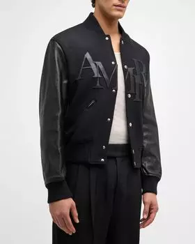 Мужская университетская куртка с шахматным логотипом Amiri, цвет Black