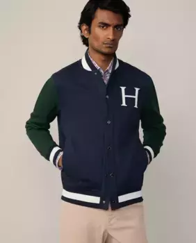 Мужская университетская спортивная куртка на пуговицах Hackett, темно-синий