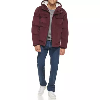 Мужская утепленная куртка с капюшоном Levi's Military Puffer, красно-фиолетовый