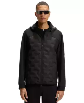 Мужская утепленная куртка с логотипом, сваренным швом Hugo Boss, черный