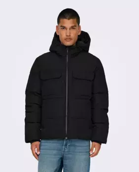 Мужская утепленная парка с капюшоном Only & Sons, черный