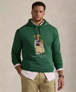 Мужская утепленная толстовка с капюшоном Polo Bear больших размеров Polo Ralph Lauren, зеленый