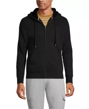 Мужская утепленная толстовка Serious Sweats с капюшоном на молнии Lands' End, черный
