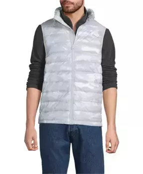 Мужская утепленная жилетка Wanderweight с пуховым наполнителем, складывающаяся в сумку Lands' End, мультиколор