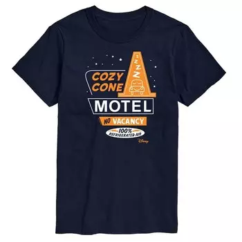 Мужская уютная футболка Disney/Pixar's Cars с рисунком мотеля и конусом Disney / Pixar, темно-синий